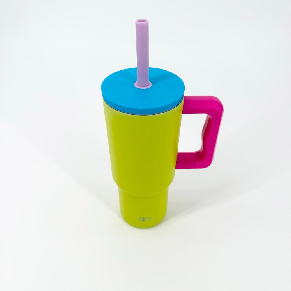Simple Modern 24oz Trek Tumbler 80s Mix Neon Color Block Insulated EUC Non Spill